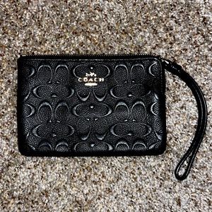 NWOT Authentic Coach Black Leather Wristlet